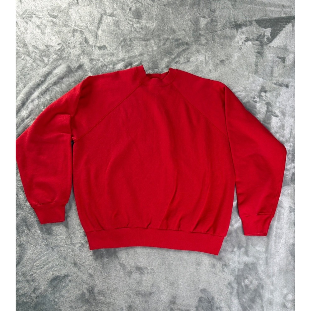 Tultex Crewneck Sweatshirt 1990s Mens XL Red Crew Neck Long Sleeve Raglan